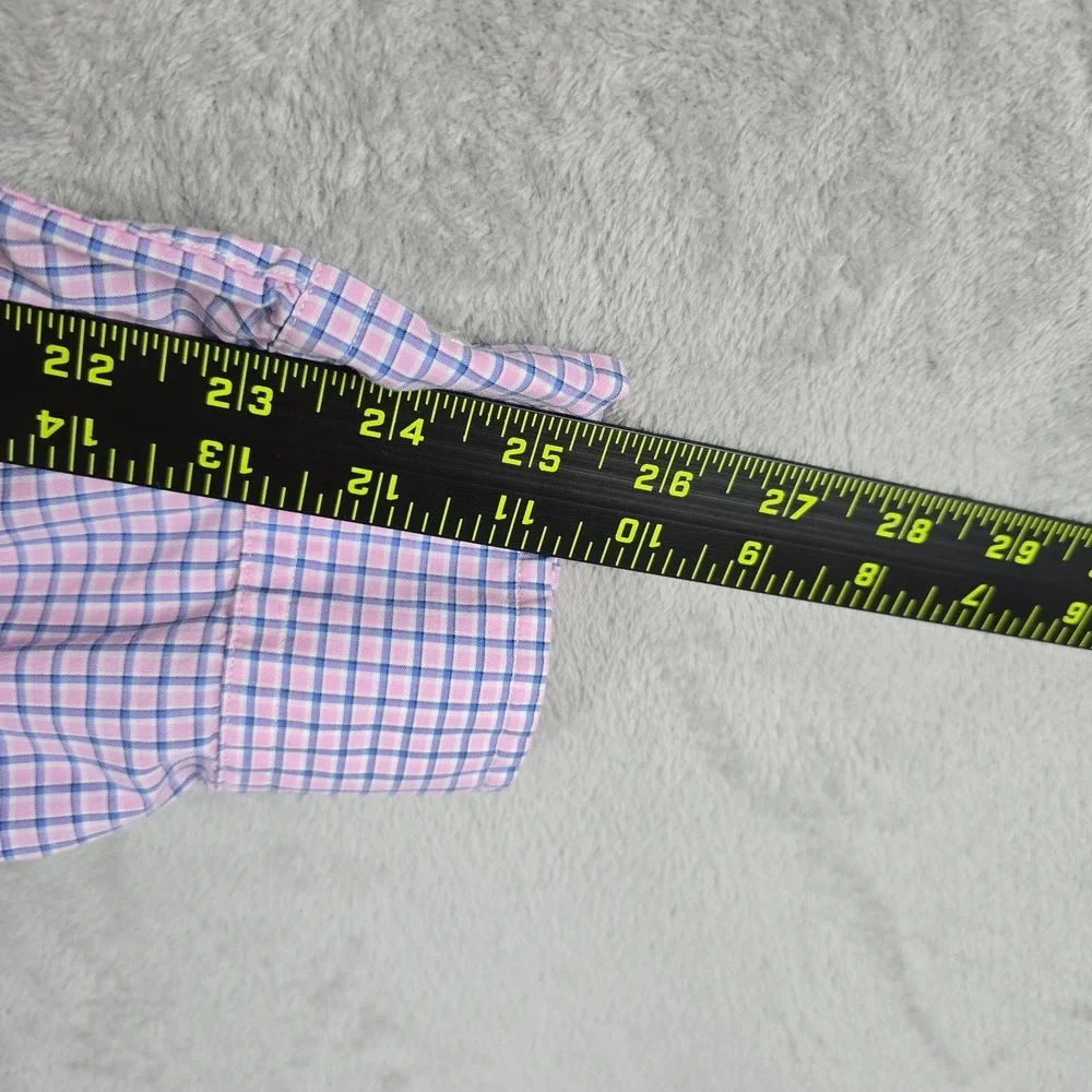 Ralph Lauren Men XL Classic Fit Pink Blue Plaid Cotton Button Down Shirt Long SL